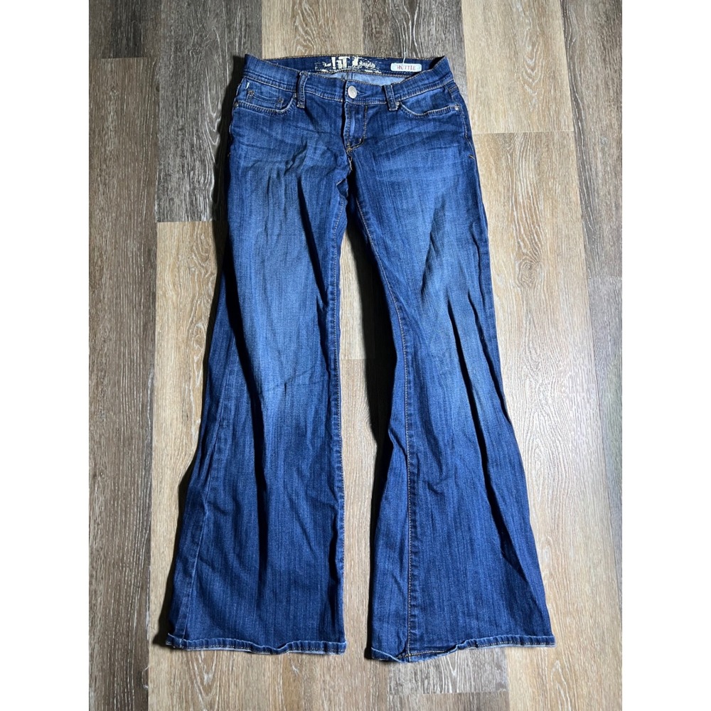 IT Jeans Hottie Flare Jeans Womens 26 Blue Excellent Dark‎ Wash Wide Leg Stretch